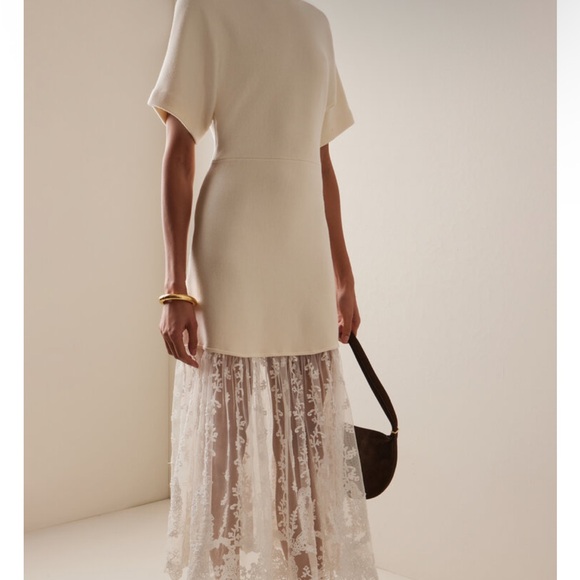 Sea New York Dresses & Skirts - Sea New York Cream Midi Dress with Lace Skirt NEW WITH TAGS